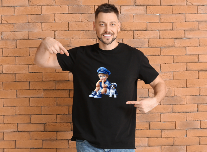 Girls-Guys - Boy with Dog - Short Sleeve T-Shirt-55