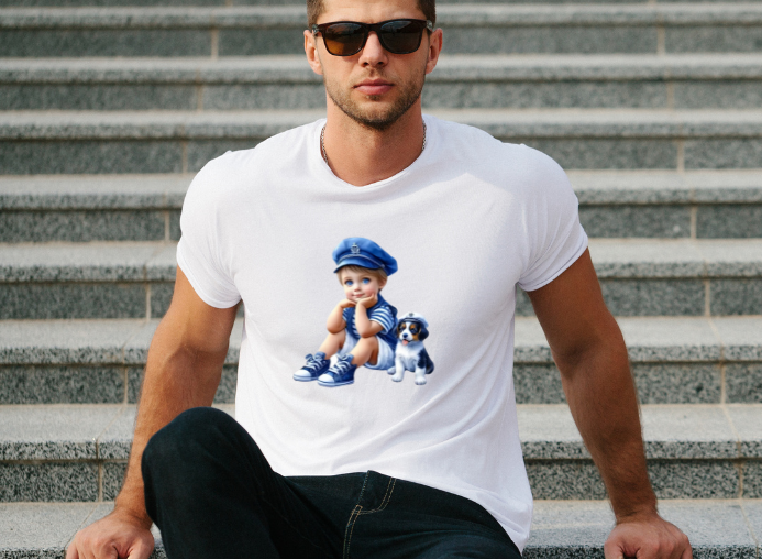 Girls-Guys - Boy with Dog - Short Sleeve T-Shirt-55