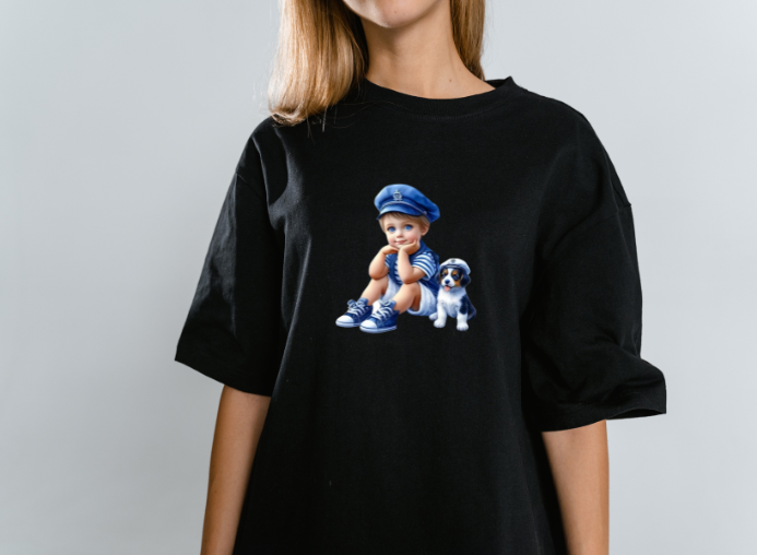 Girls-Guys - Boy with Dog - Short Sleeve T-Shirt-55