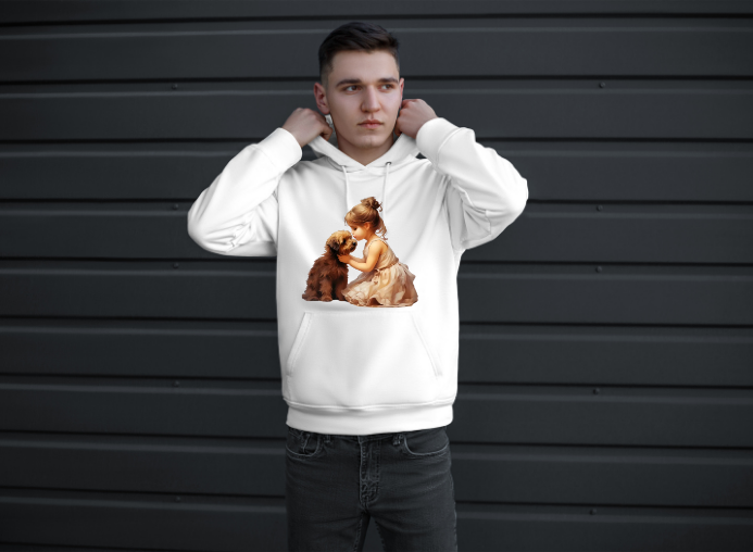 Girls-Guys - Little Girl and Her Dog - Hoodies-66