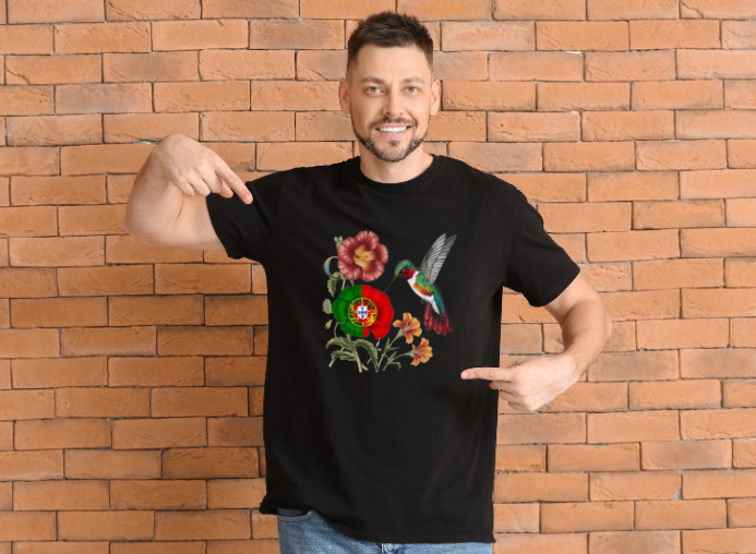 Guys/Girls - Portuguese Flag in a Rose  - Short Sleeve T-Shirt-8