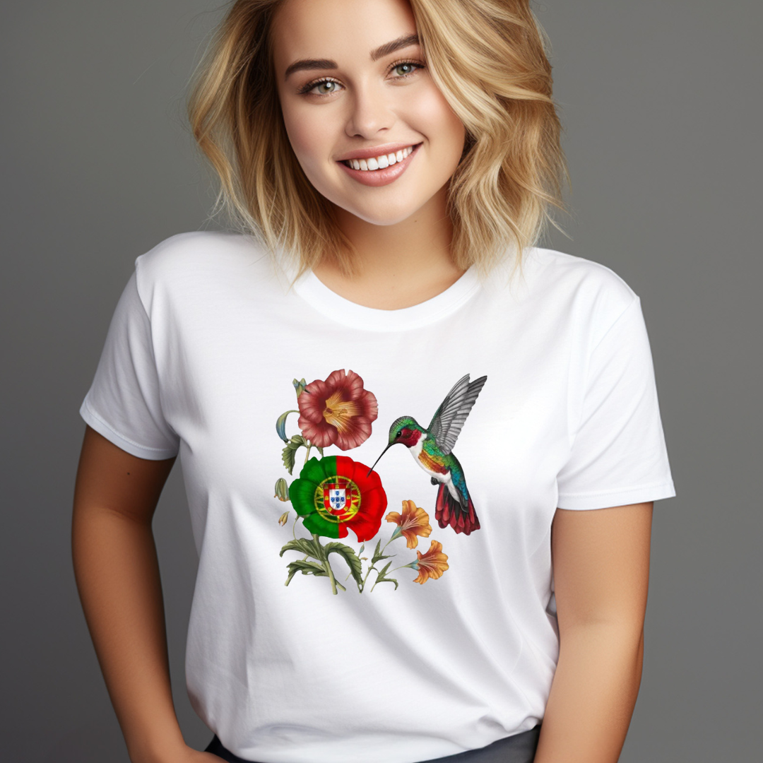 Guys/Girls - Portuguese Flag in a Rose  - Short Sleeve T-Shirt-8